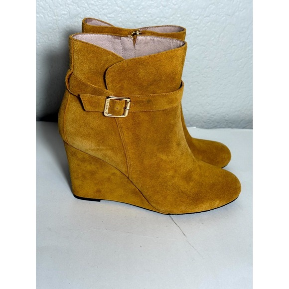 Vince Camuto Womens Bootie US 9.5B Brown Suede Side Zip Round Toe Wedge Boots - Picture 3 of 9
